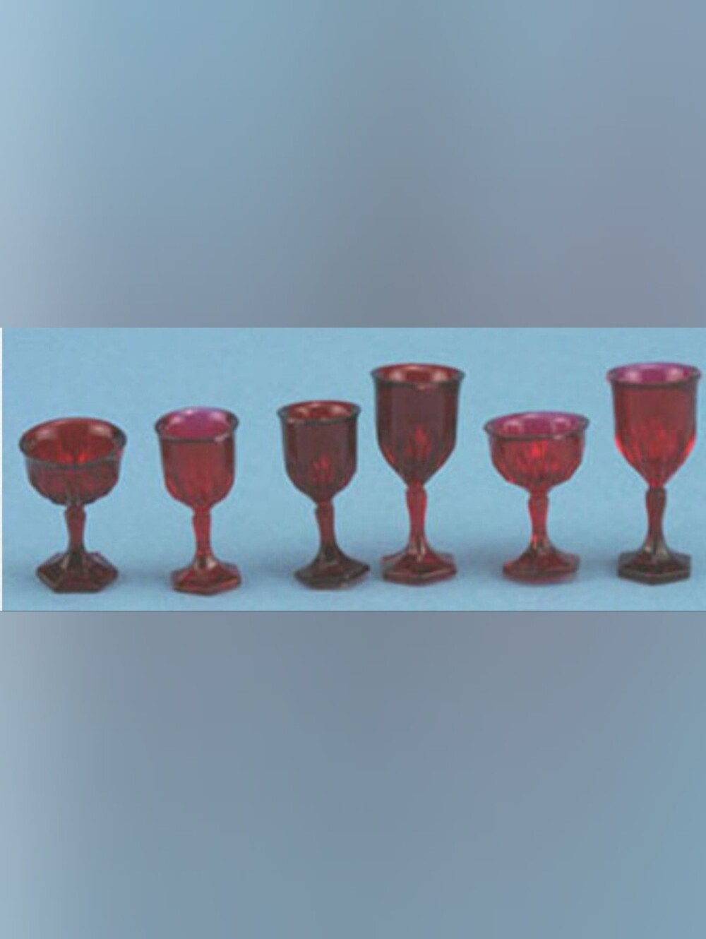 Vintage Rare Chrysnbon ruby red Dollhouse 4-Place Drinkware Stemware Kit